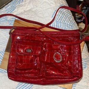 Brighton Red Crocodile-Embossed Patent Leather Crossbody Bag (JJ)